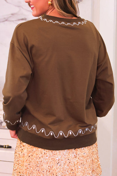 Pre Order Foil Gingerbread House Pullover | Reg & Plus