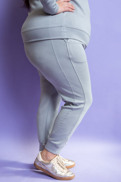 Soft Blue Crew Neck Top | Plus