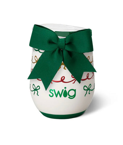 SWIG | Stemless Wine 12oz | Christmas Bows
