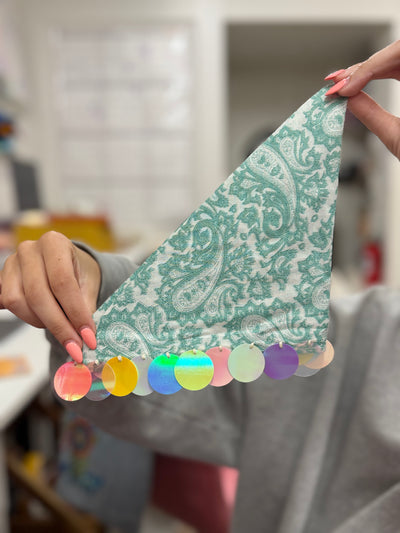 Mint Paisley Sequin Bandana