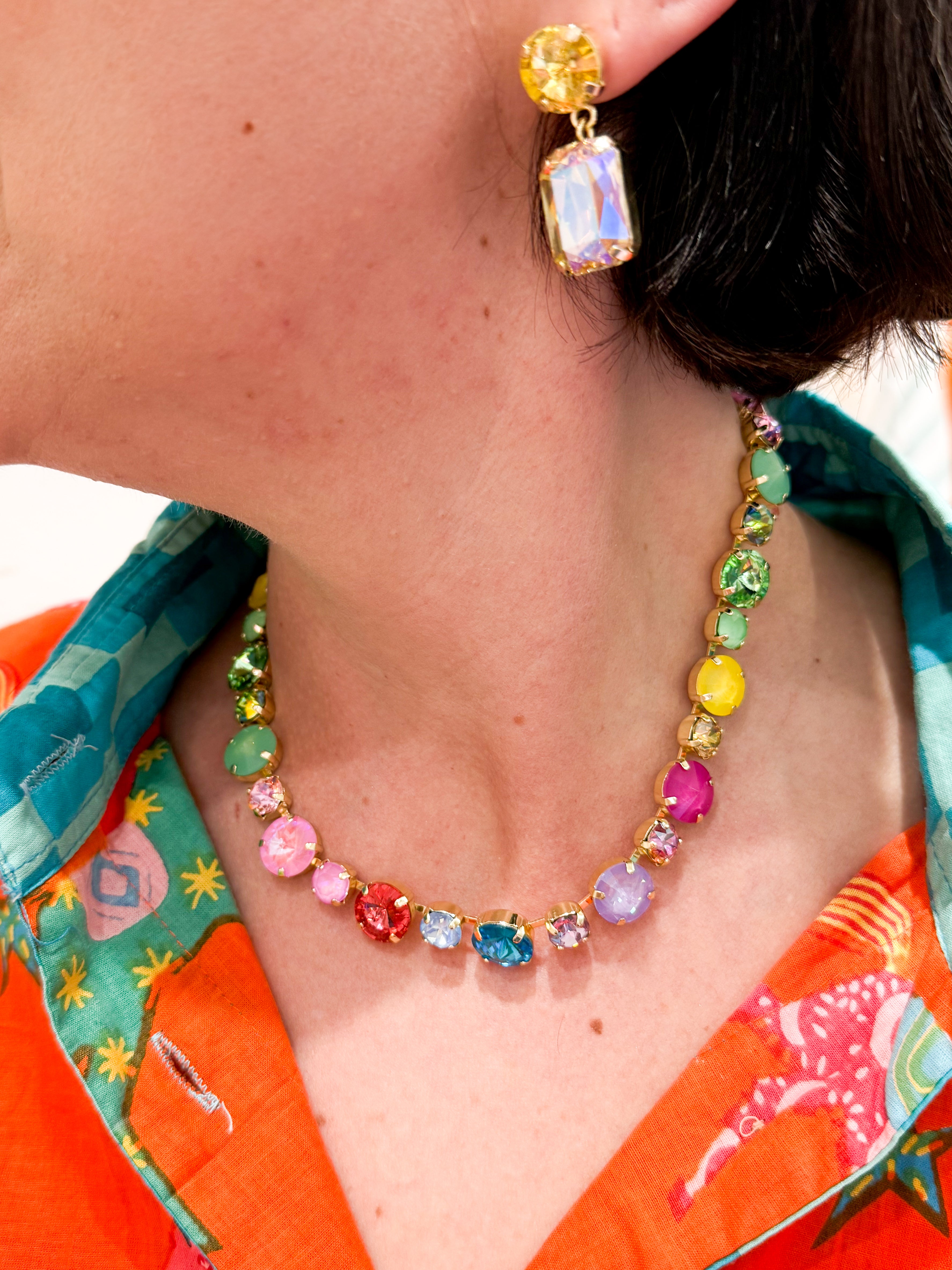 10mm & 12mm Mix Rainbow Necklace 16 inch