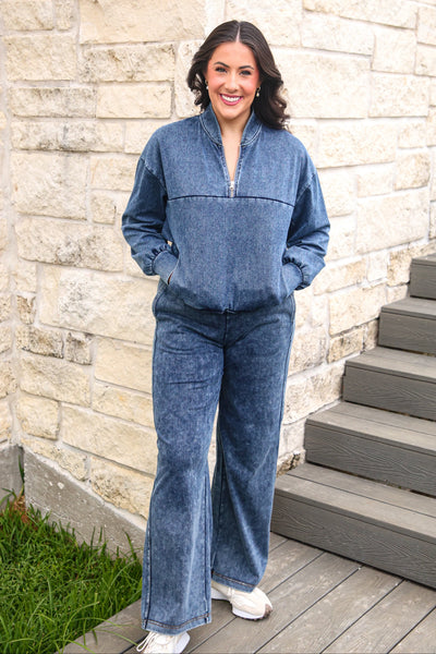 Pre Order Refined Denim Quarter Zip Pullover