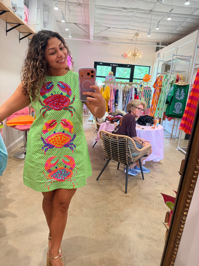 QUEEN OF SPARKLES | Polka Dot Multi Color Crab dress