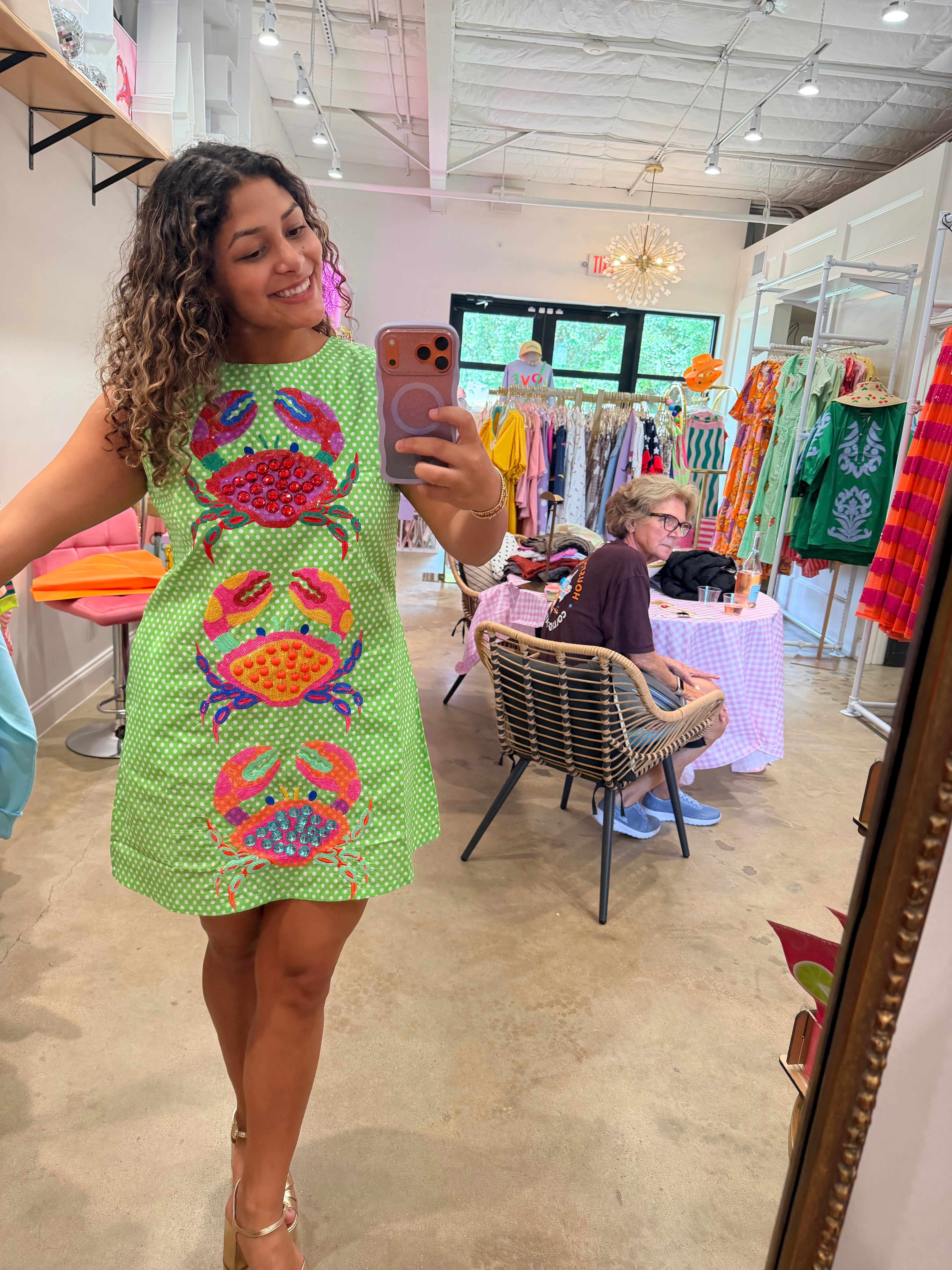 QUEEN OF SPARKLES | Polka Dot Multi Color Crab dress
