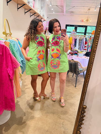 QUEEN OF SPARKLES | Polka Dot Multi Color Crab dress