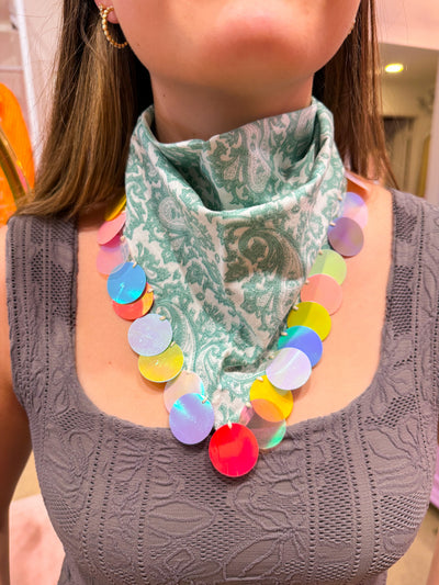 Mint Paisley Sequin Bandana