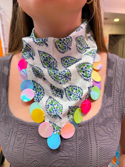 Blue Bird Sequin Bandana
