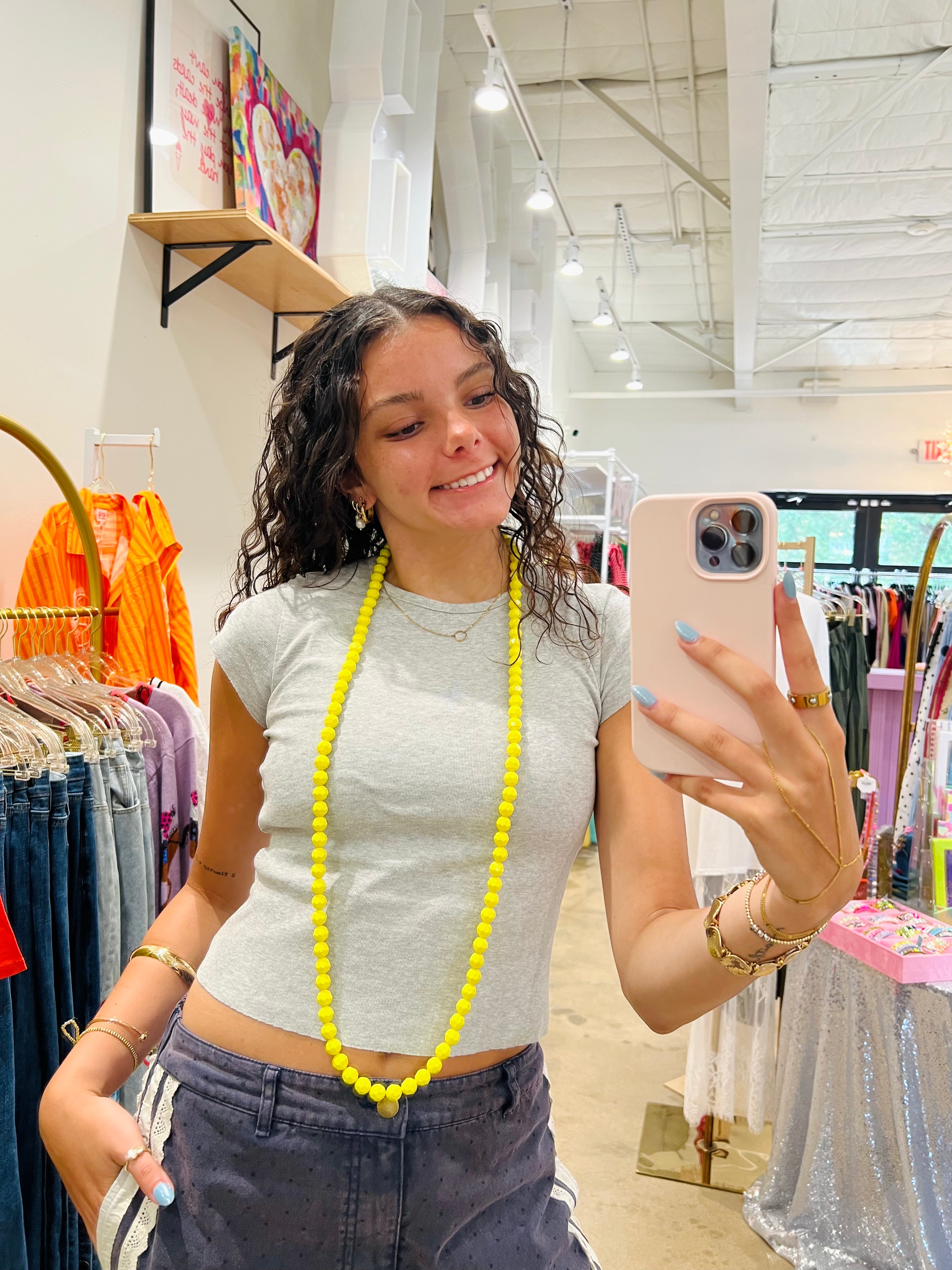 Layering Beauty 48" Beaded Necklace - Yellow