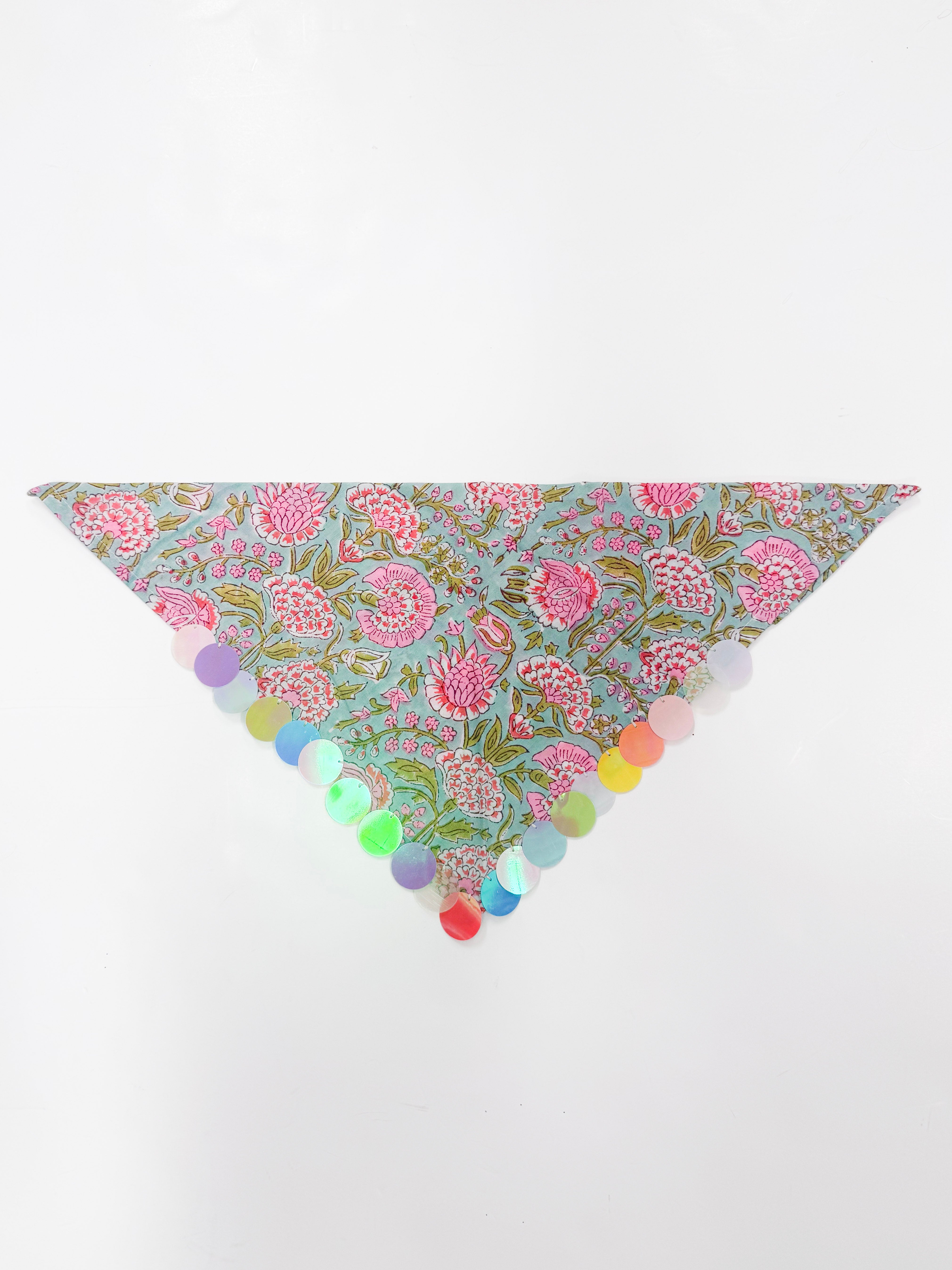 Green Floral Sequin Bandana
