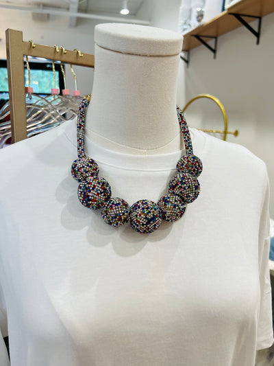 Rainbow Disco Ball Necklace