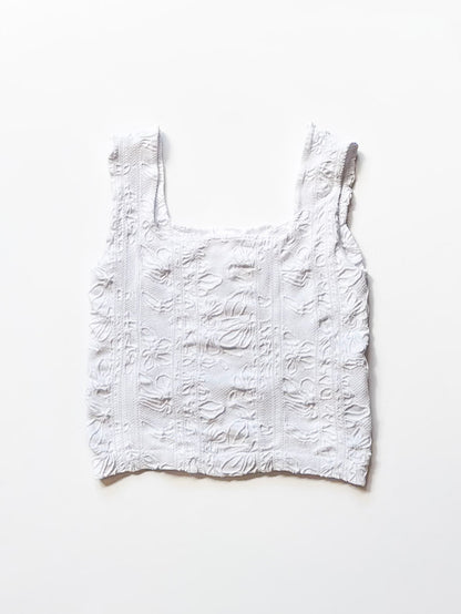 Double Lace Square Crop Top | White