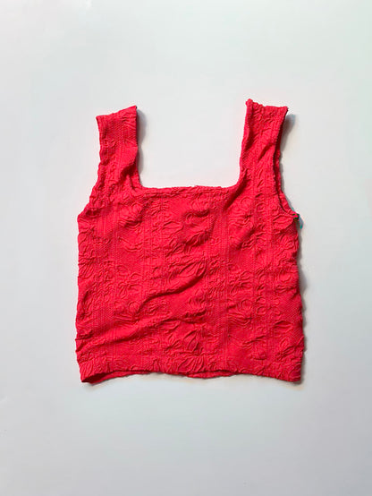 Double Lace Square Crop Top | Red