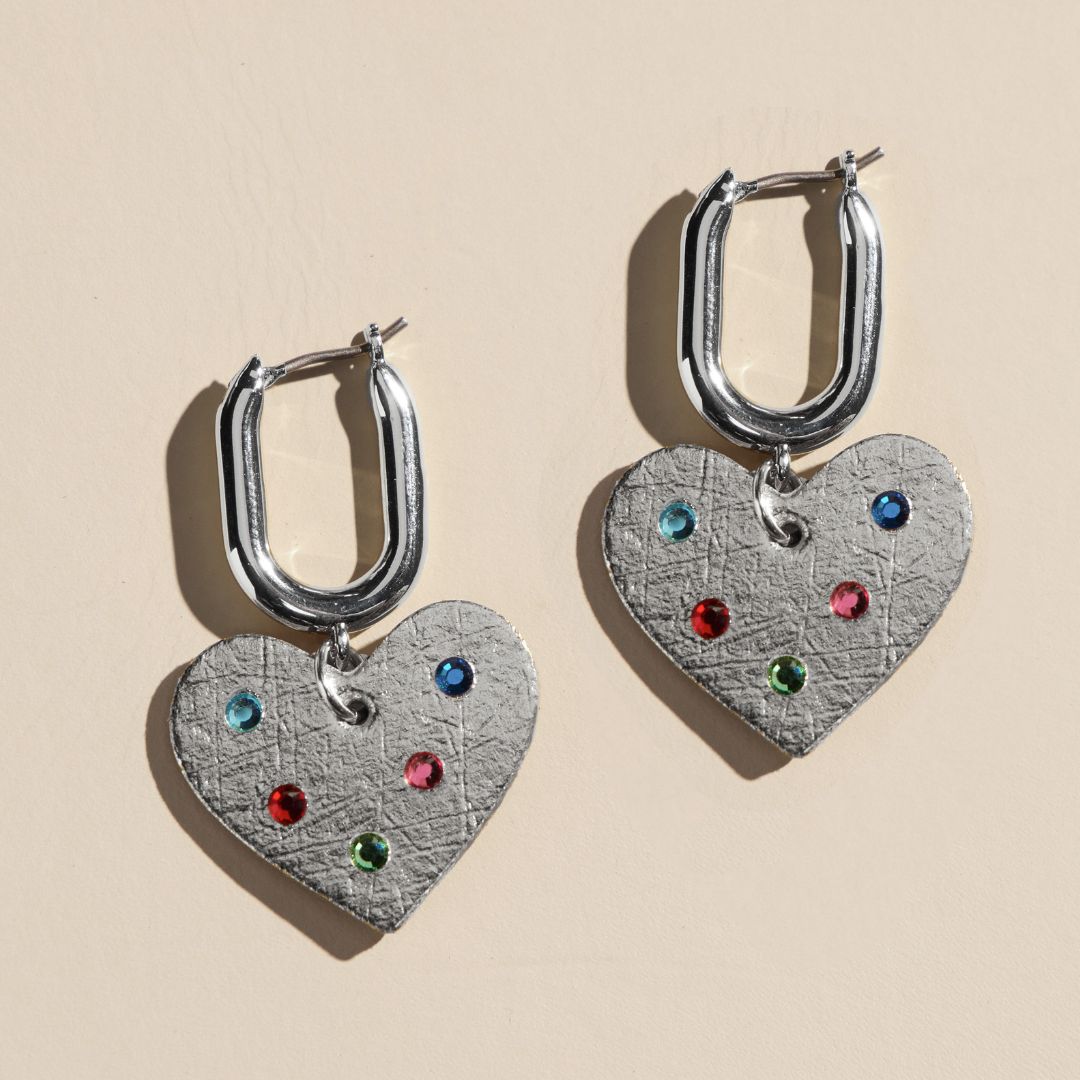 Nickel and Suede | Vintage Silver Quinn Jeweled Earrings