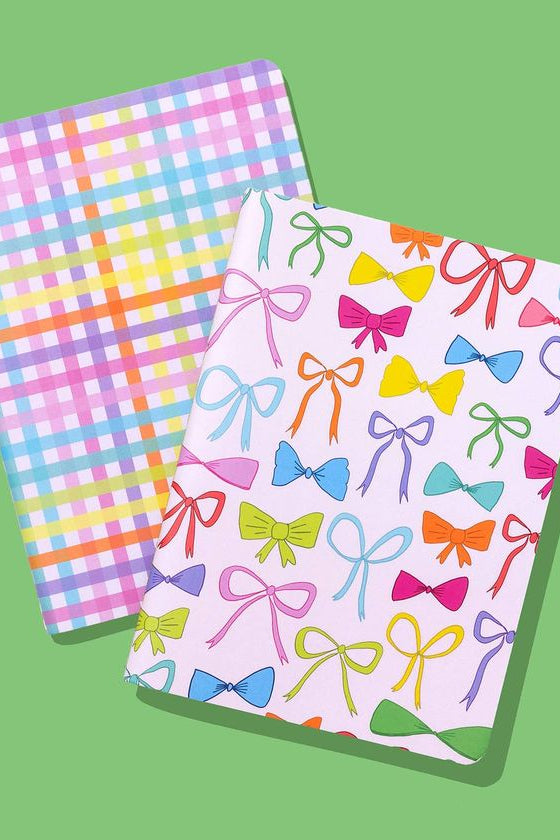 Taylor Elliott | Colorful Bows + Colorful Gingham - 2 Pc Notebook Set