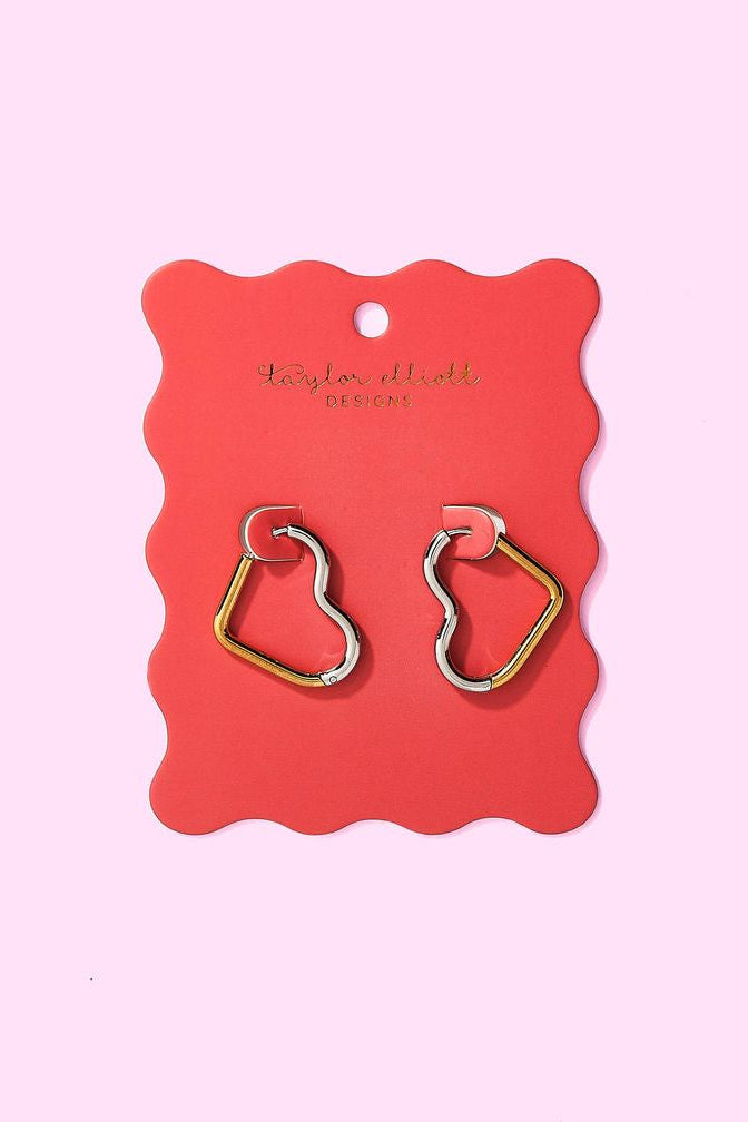 Taylor Elliott | Florence Two-Tone Heart Huggie Earrings