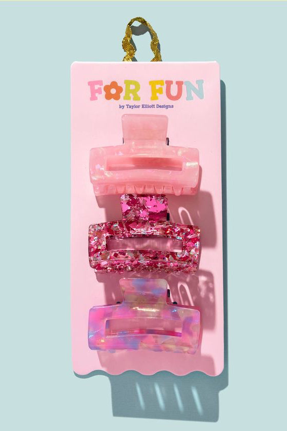 Taylor Elliot | Pink Confetti Claw Clip Set