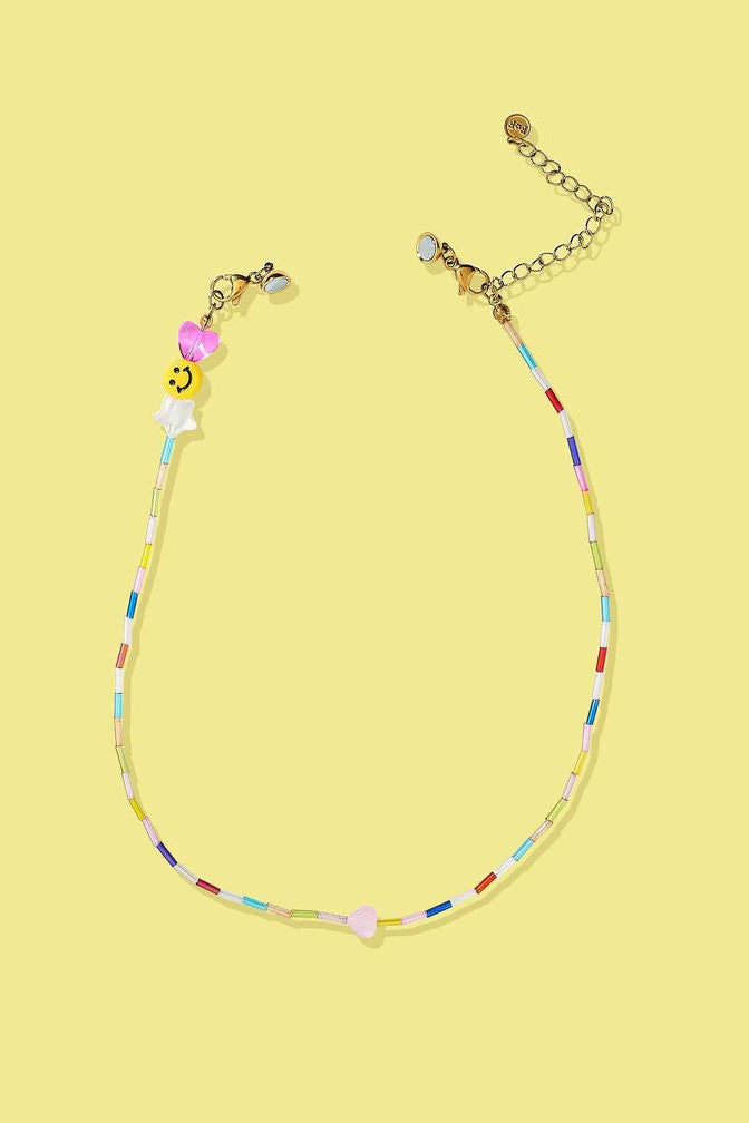 Taylor Elliott | For Fun - Allie Multi-Color w/ Pink Heart Beaded Necklace