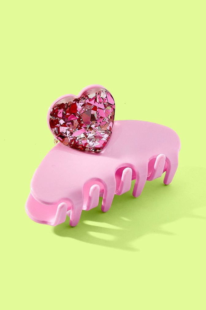 Taylor Elliott | For Fun - Pink Confetti Heart Claw Clip