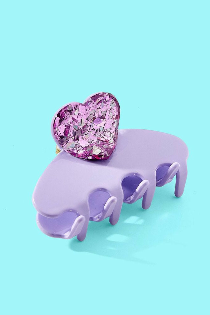 Taylor Elliott | For Fun - Purple Confetti Heart Claw Clip