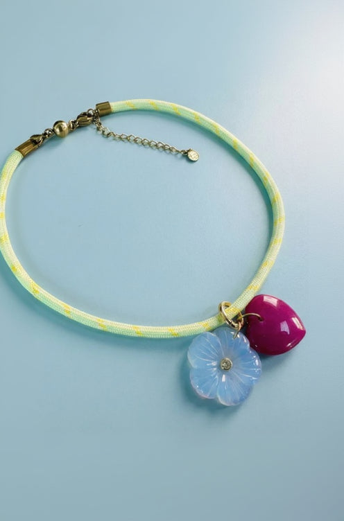 Taylor Elliott | Blakely Necklace - Yellow W/ Flower + Heart Charms