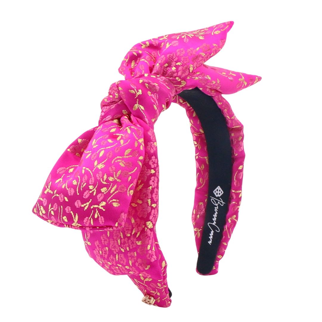 Brianna Cannon | Hot Pink & Gold Brocade Side Bow Headband