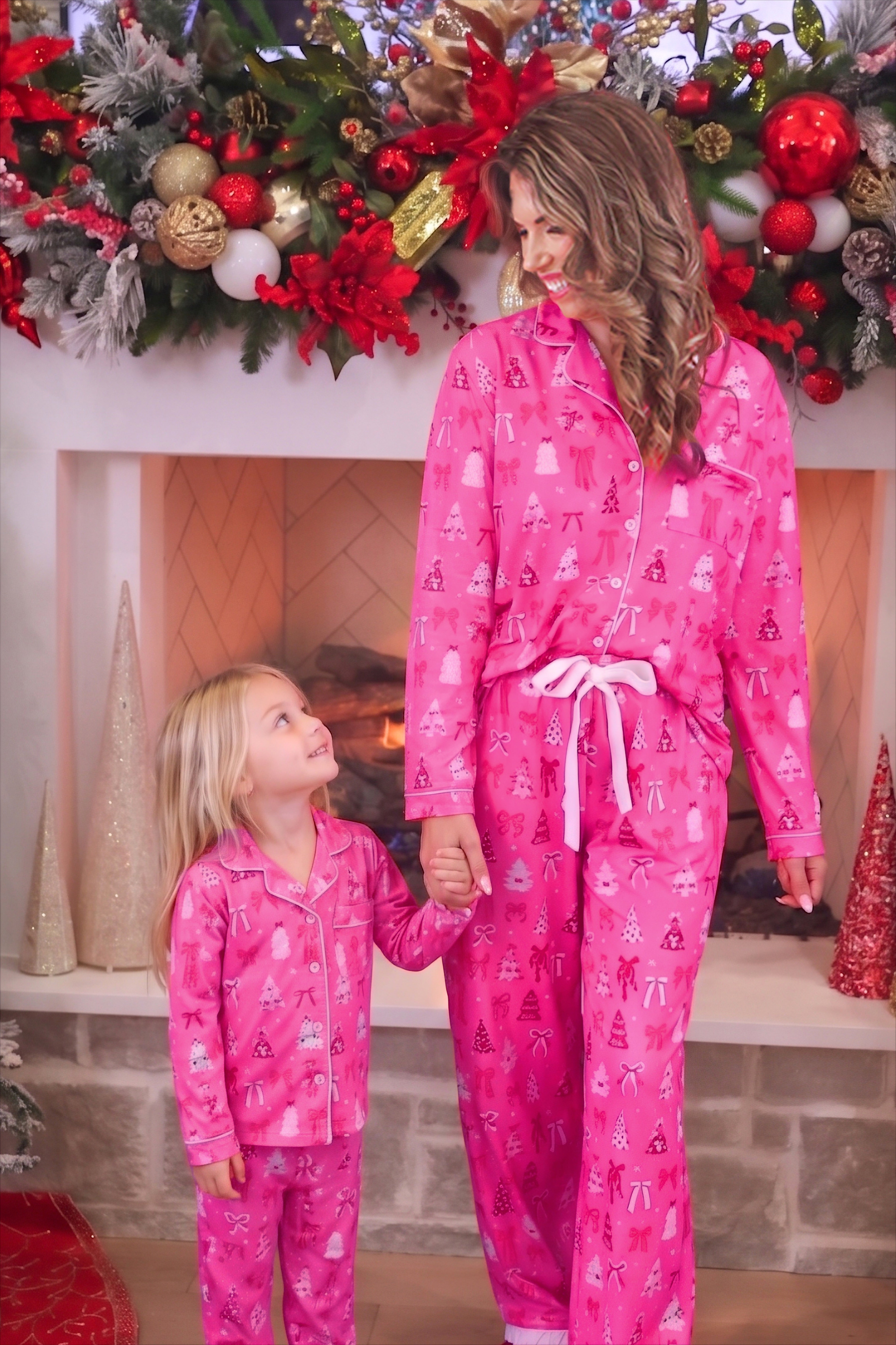 Pre Order Pretty Pink Christmas Girls Ruffle Pajama Set