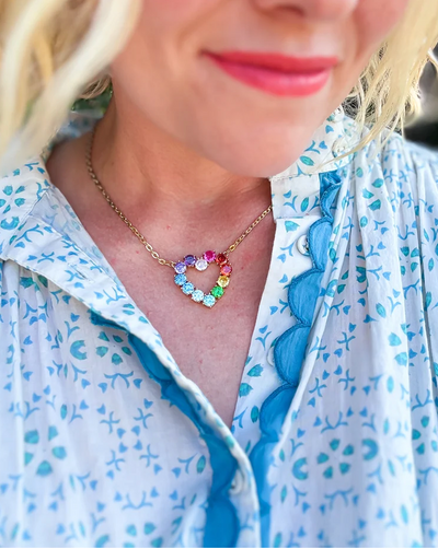 Katie Rainbow Heart Necklace