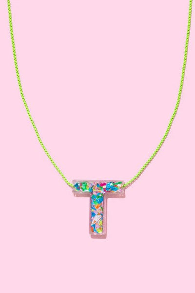 Taylor Elliott | Rainbow Confetti Letter Necklace