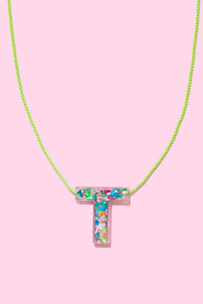 Taylor Elliott | Rainbow Confetti Letter Necklace