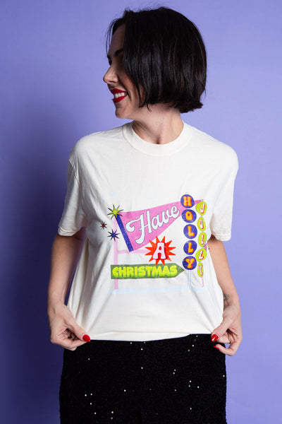 Holly Jolly Retro Sign Tee ADULT SIZE