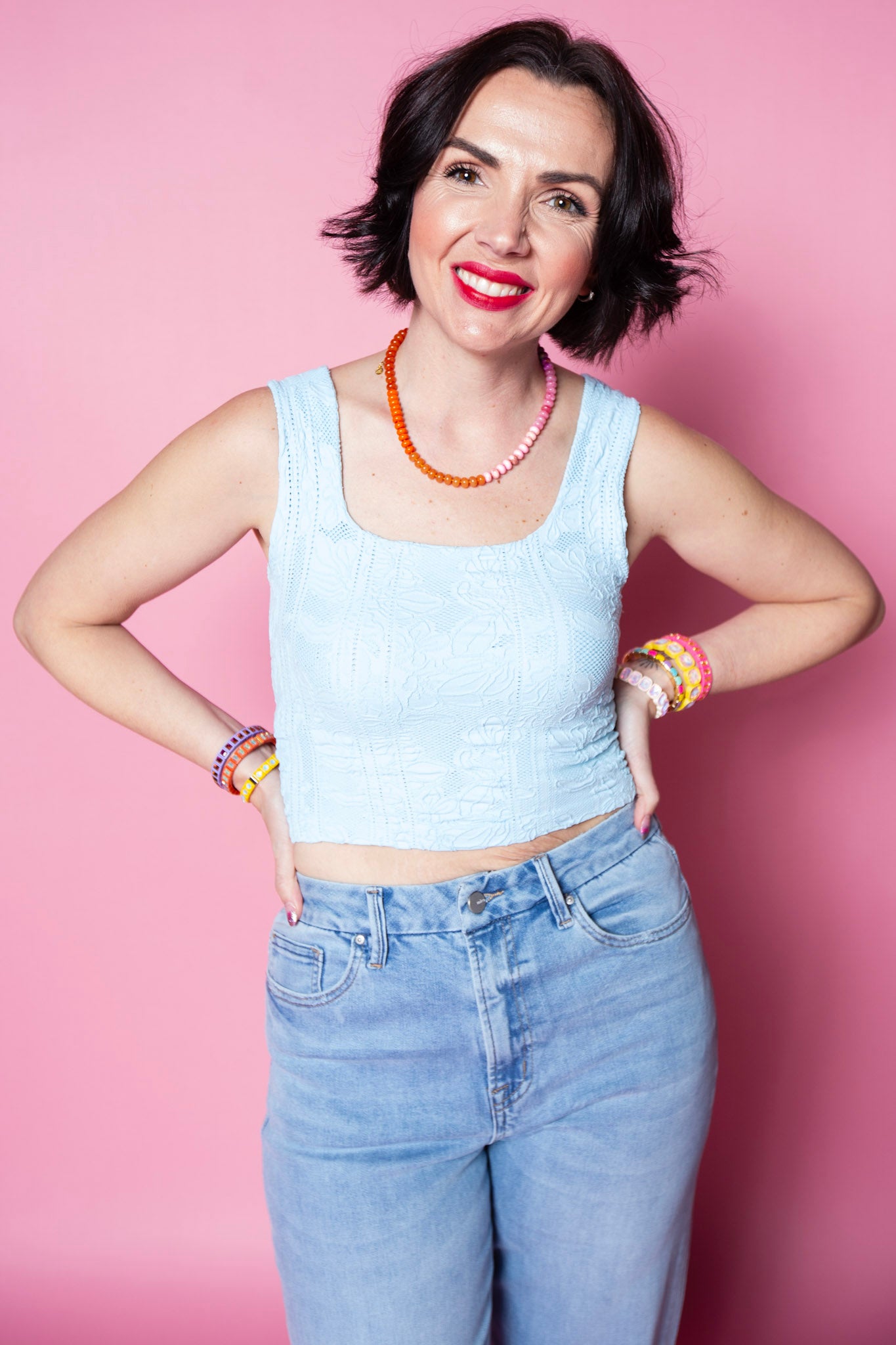 Double Lace Square Crop Top | Breezy Blue