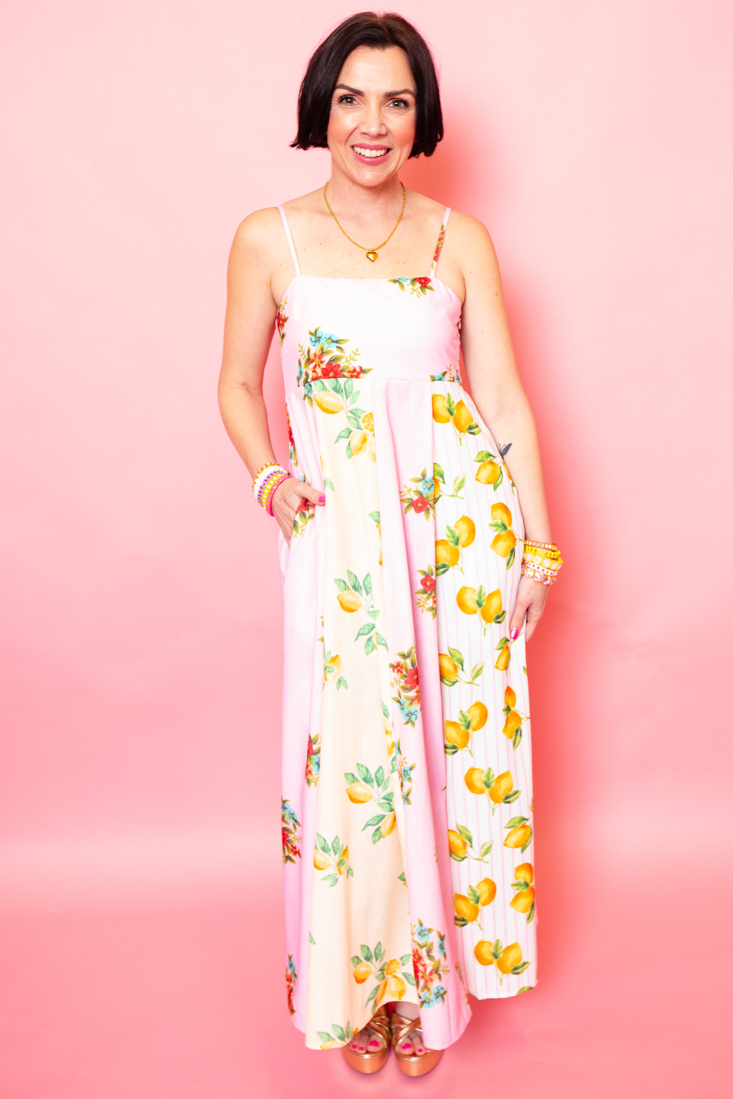 Lemon Zest Colorblock Maxi Dress