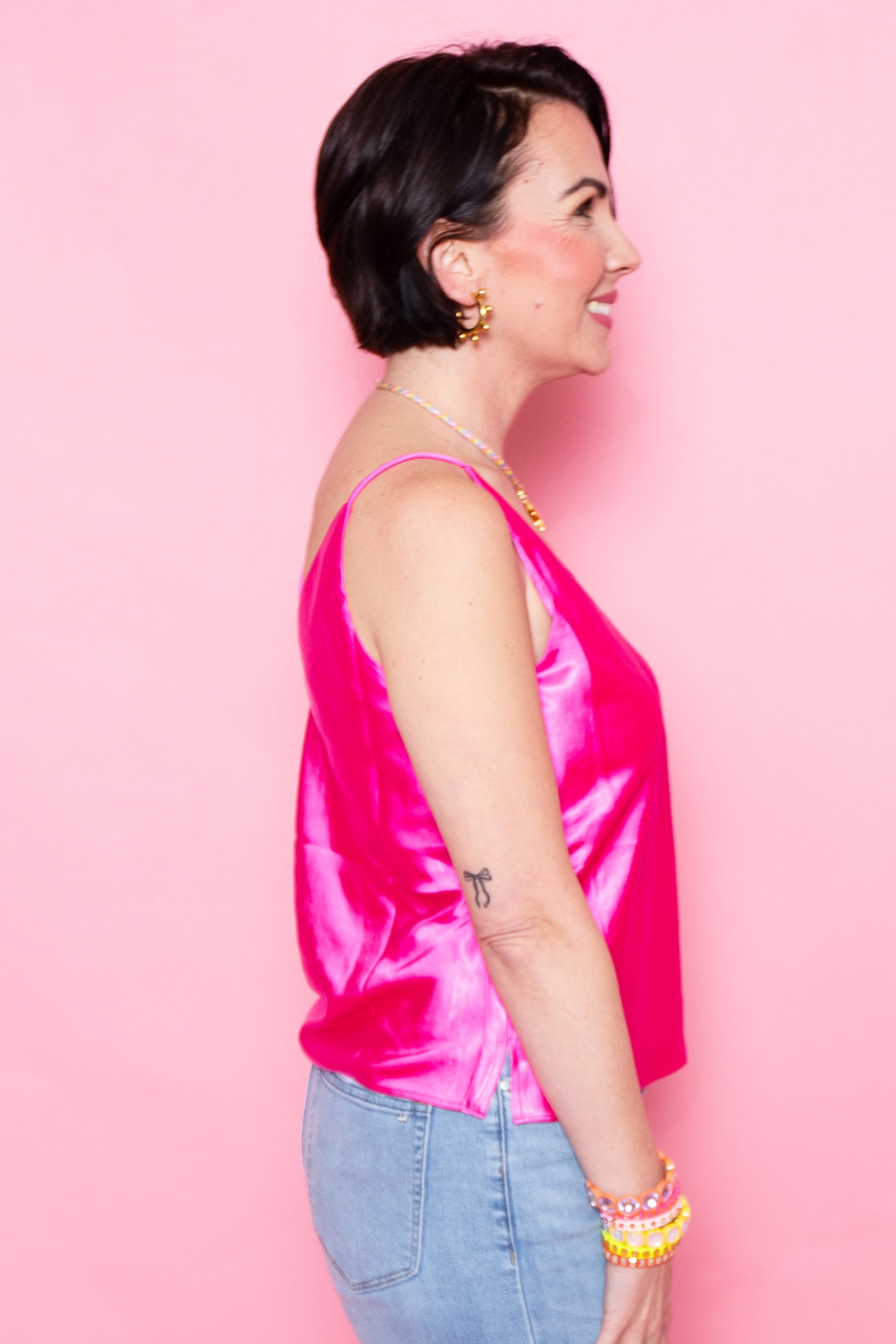 Hot Pink Satin Cami Top