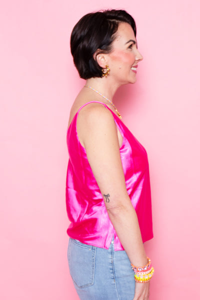 Hot Pink Satin Cami Top