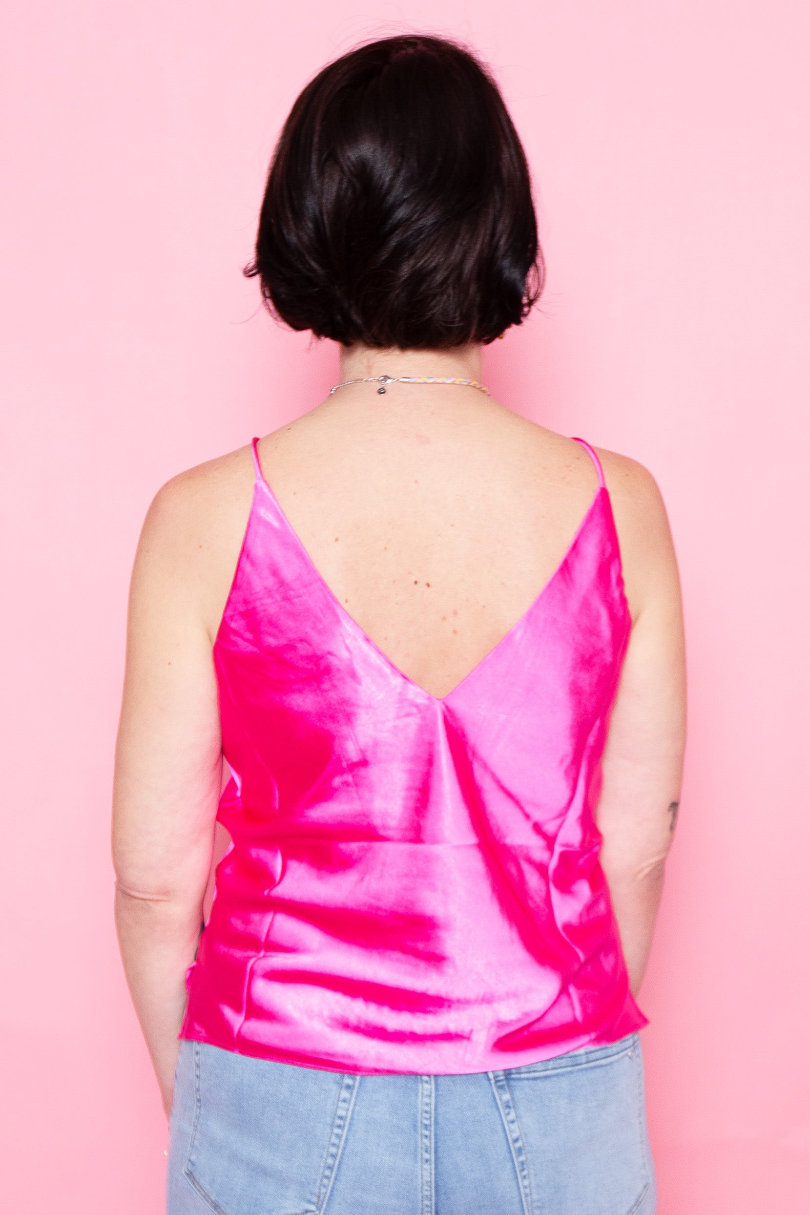 Hot Pink Satin Cami Top