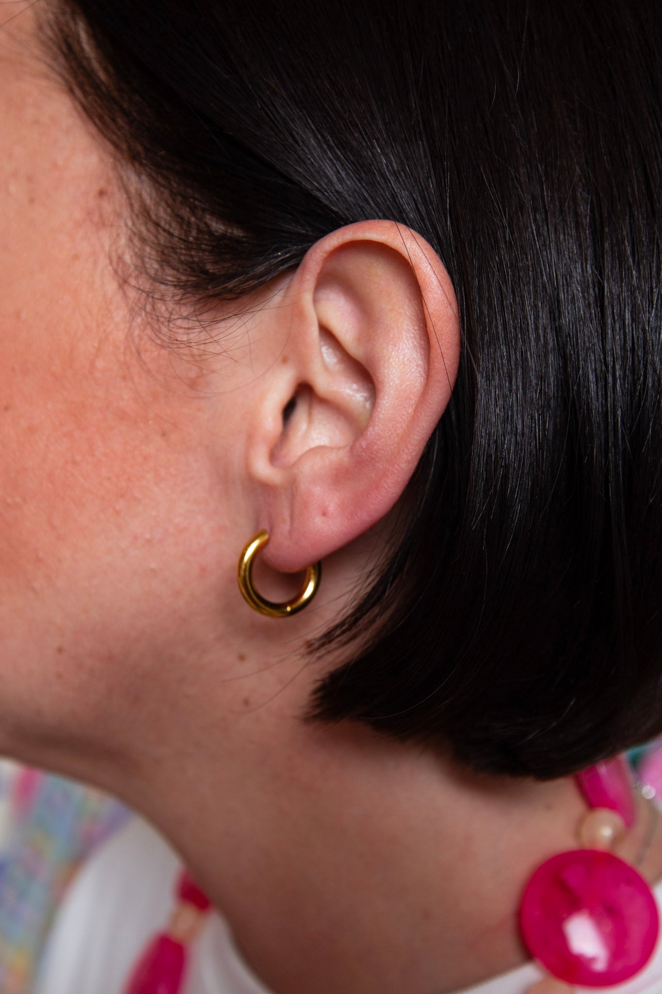Gold Beaded Hoop | Water Resistant Stainless Steel