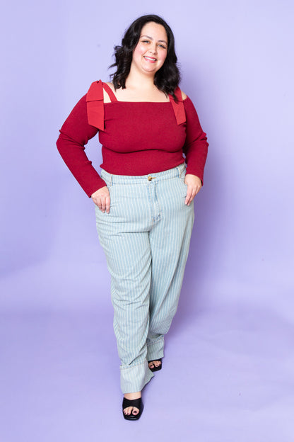 Stripe Wide Leg Denim | Plus