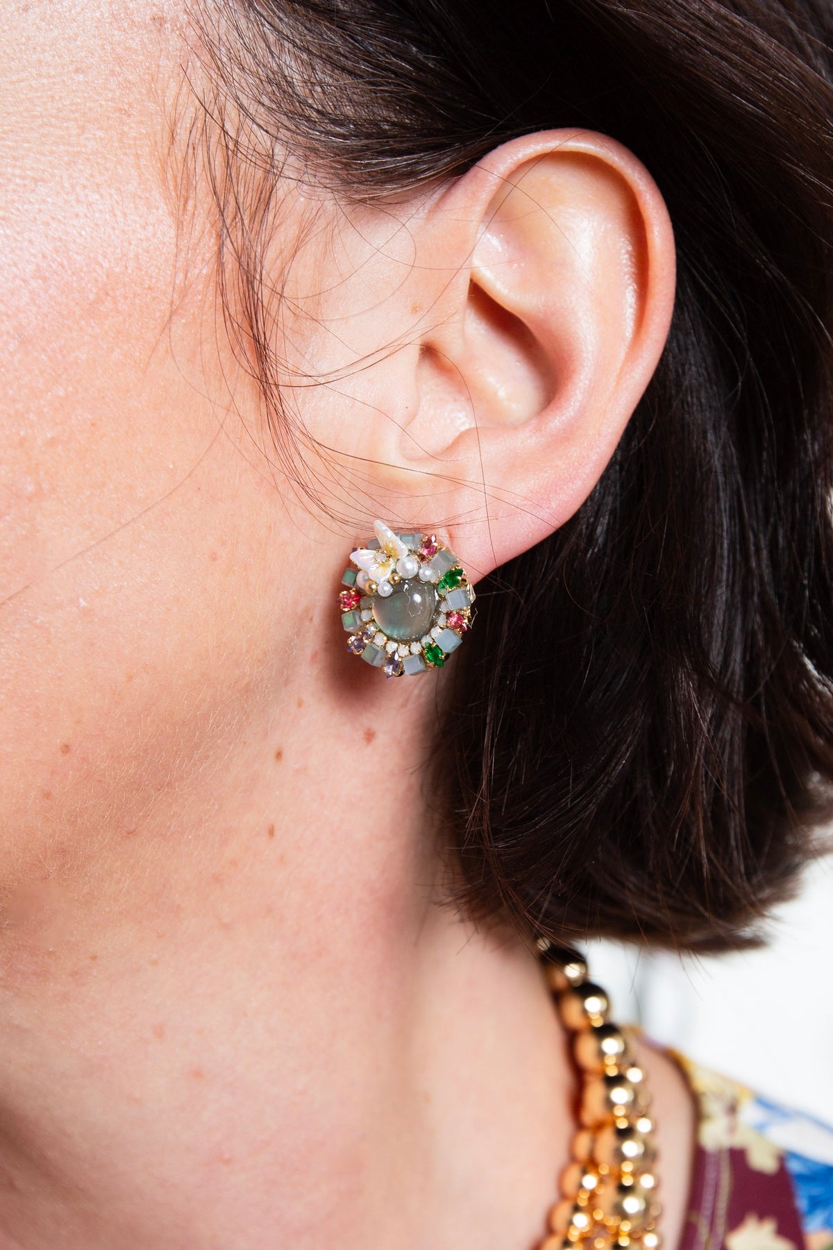 Butterfly Button Earring
