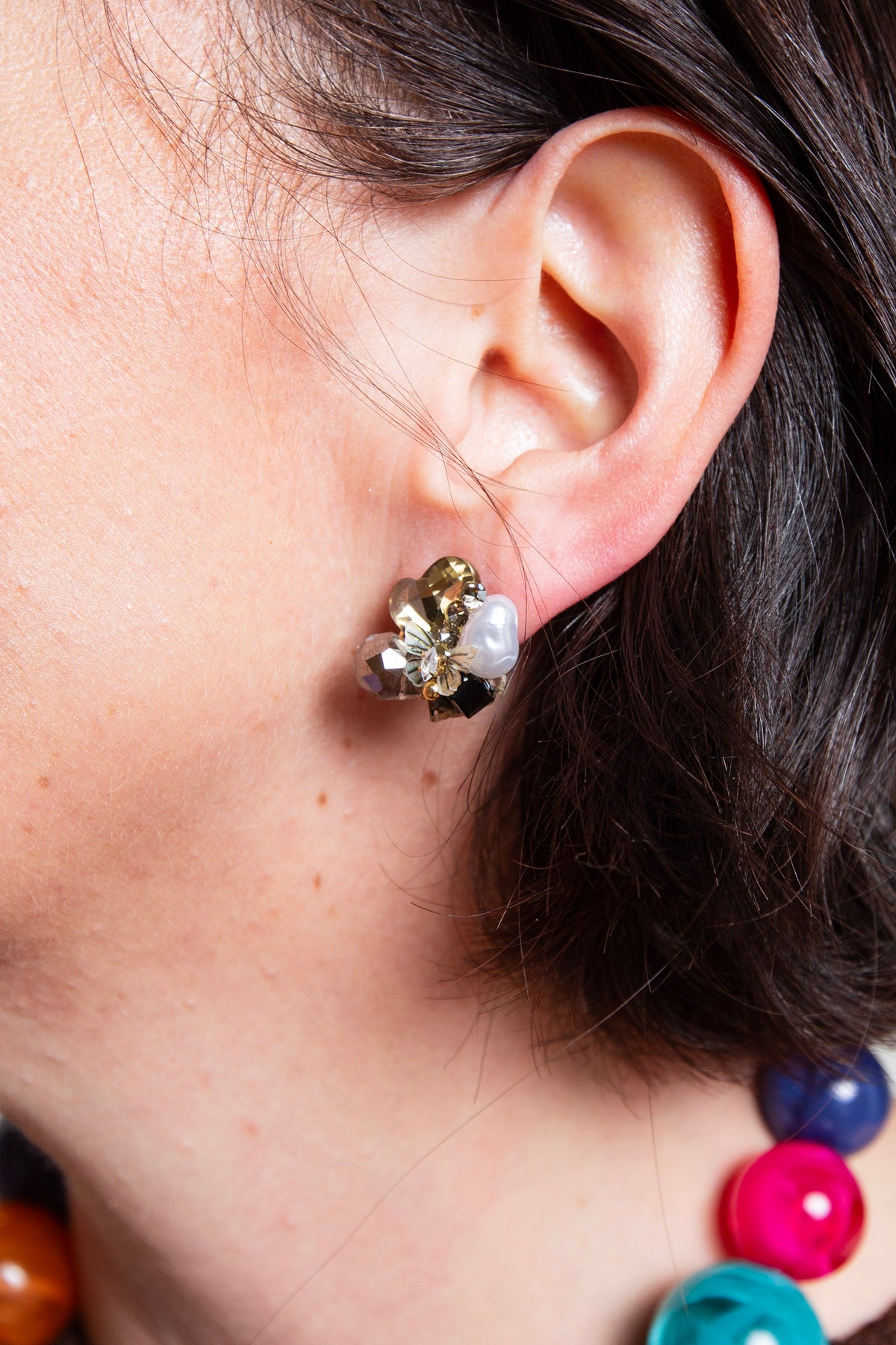 Charcoal Bling Cluster Earring