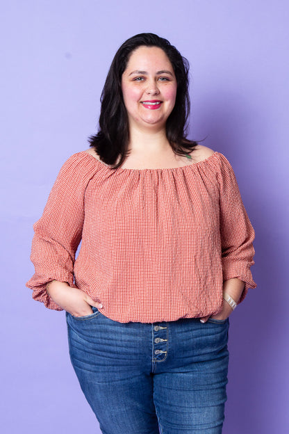 Fancy Gingham Top | Plus