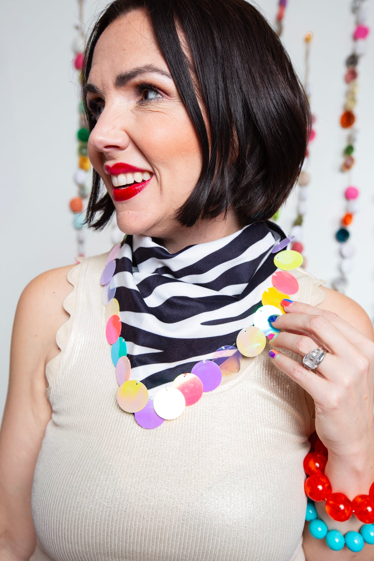 Zebra Sequin Bandana