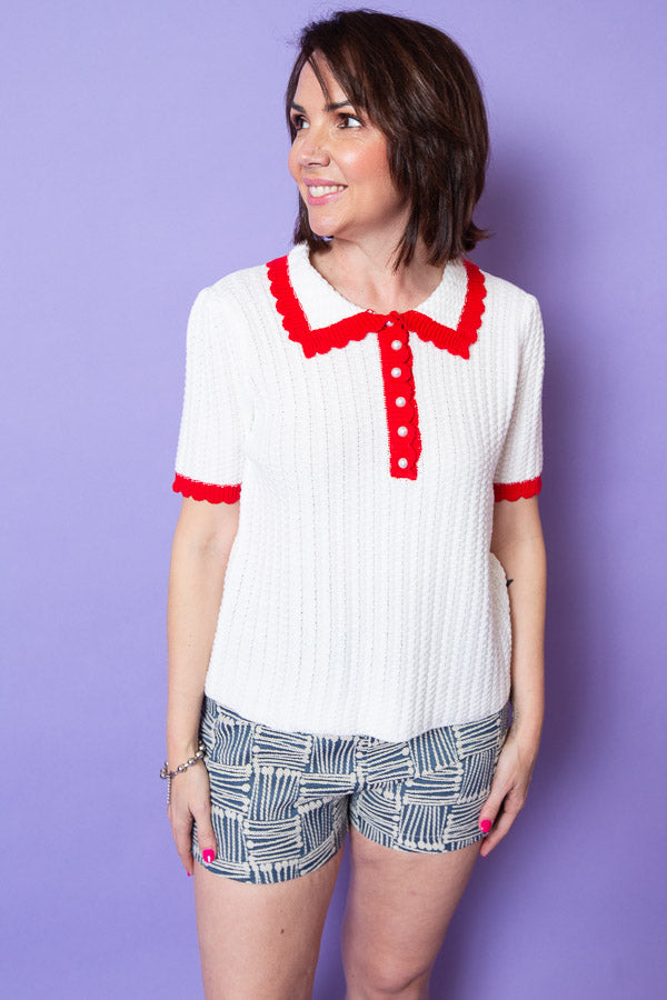 Crimson Crest Top