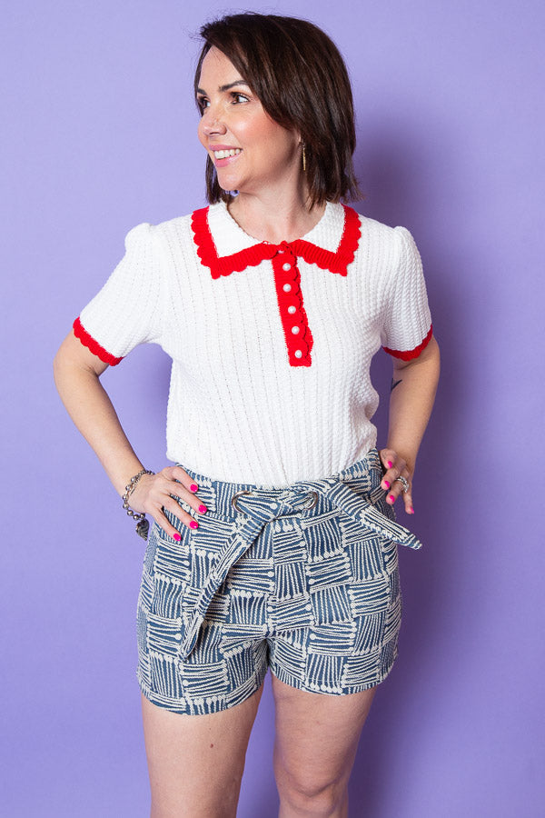 Crimson Crest Top