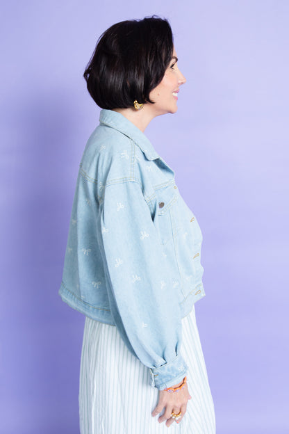 Mandie Bow Print Denim Jacket