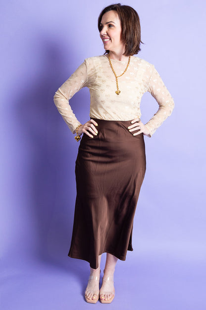 Chocolate Satin Skirt
