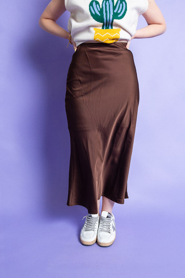 Chocolate Satin Skirt