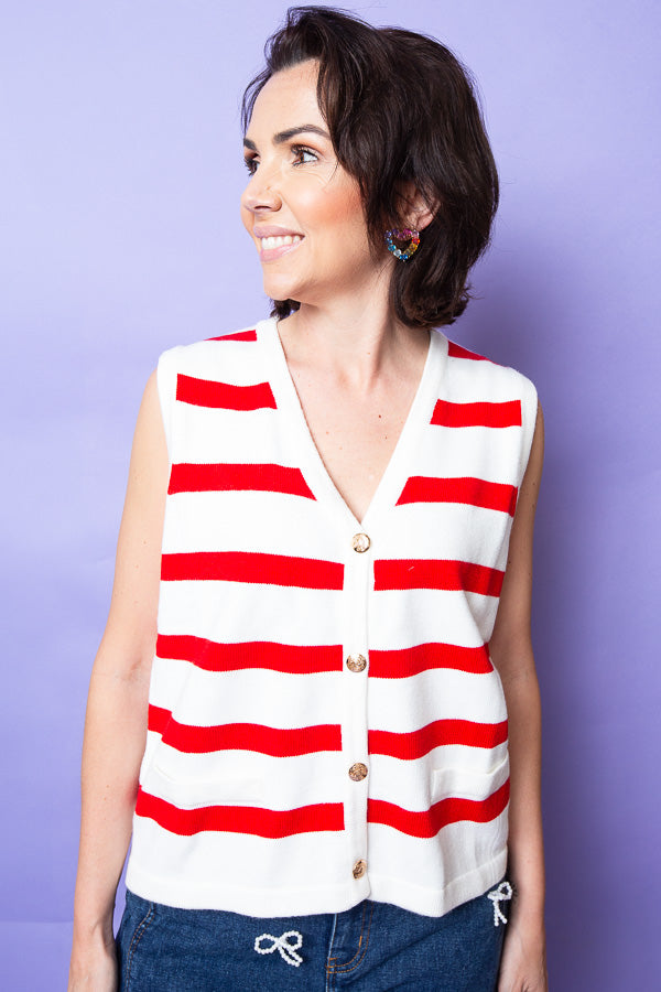 Golden Red Striped Vest