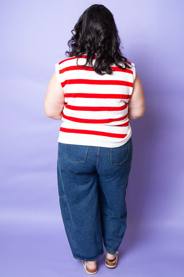 Golden Red Striped Vest | Plus