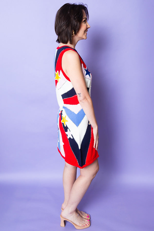 QUEEN OF SPARKLES| Multi Burst Star Sweater Tank Dress