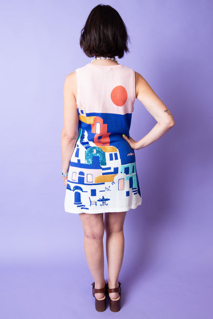 QUEEN OF SPARKLES | Coastal House Scene Knit Tank Dress